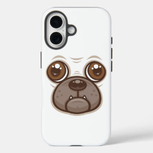 Cartoon-Mops-Gesicht Tasse Welpe Hund iPhone 16 Hülle