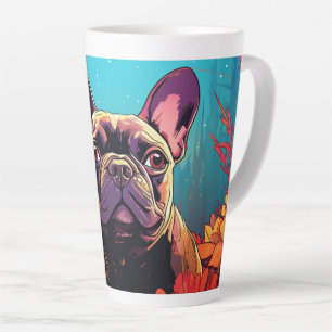 Cartoon Mops im Garten Latte Tasse
