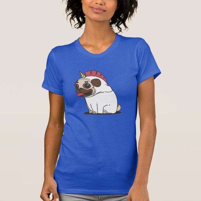 Cartoon-Mops im Unicorn-Kostüm Pugicorn T-Shirt (Vorderseite)