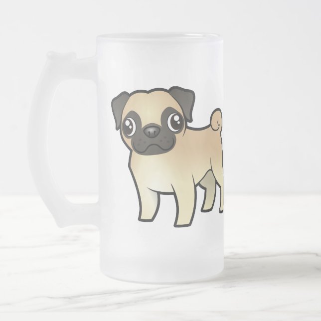 Cartoon-Mops Mattglas Bierglas (Links)