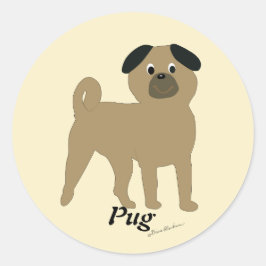 Cartoon Mops Runder Aufkleber