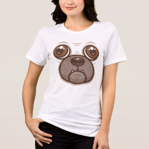 Cartoon Mops Tasse Welpen Hundegesicht Tri-Blend Shirt