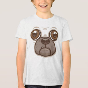 Cartoon Mops Tasse Welpen Hundegesicht Tri-Blend Shirt
