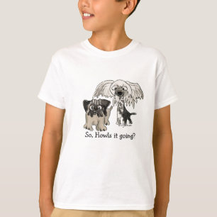 Cartoon Mops und Chinesischer Welpe T-Shirt