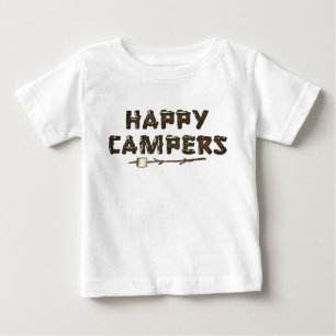 Cartoon mot art heureux campeurs bébé t-shirt
