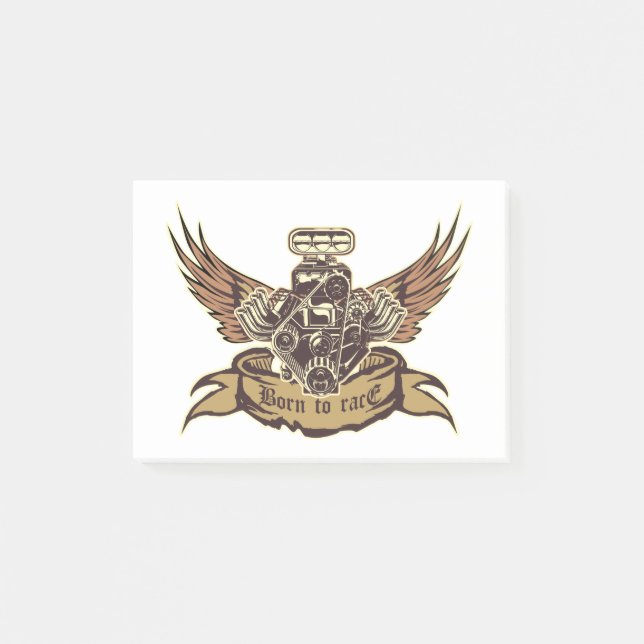 Cartoon Motor Post-it Klebezettel (Vorderseite)