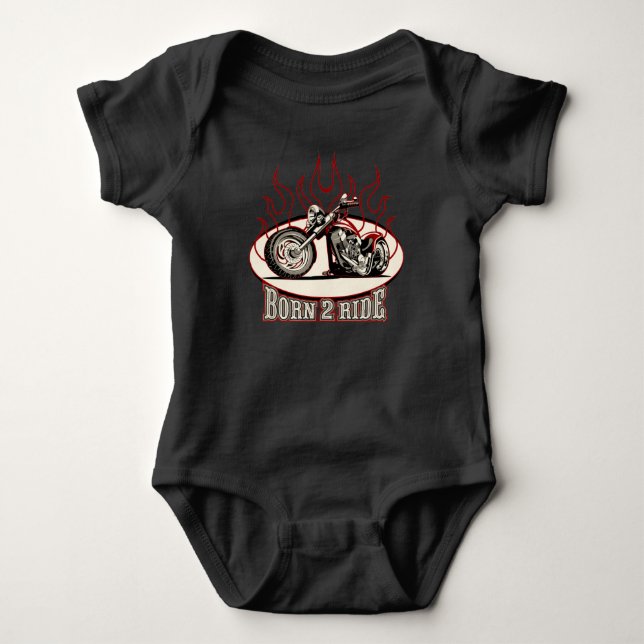 Cartoon Motorrad Baby Strampler (Vorderseite)