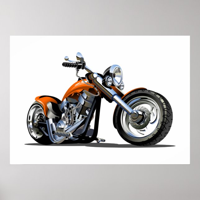 Cartoon Motorrad Poster (Vorne)