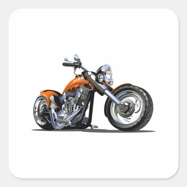 Cartoon Motorrad Quadratischer Aufkleber (Vorderseite)