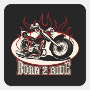 Cartoon Motorrad Quadratischer Aufkleber