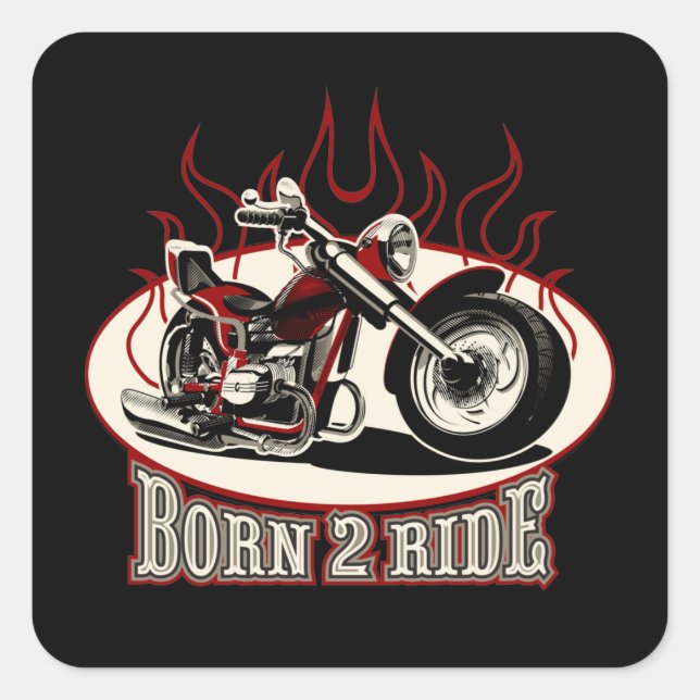 Cartoon Motorrad Quadratischer Aufkleber (Vorderseite)