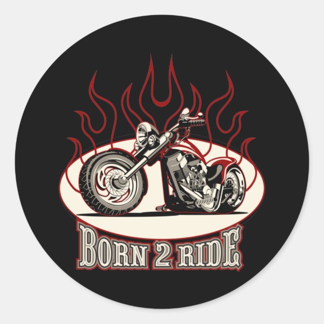 Cartoon Motorrad Runder Aufkleber (Vorderseite)