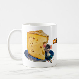 Cartoon Mouse and slice of Cheese on a Kaffeetasse
