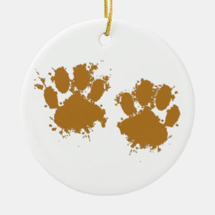 Cartoon Muddy Dog Paw Print Keramik Ornament
