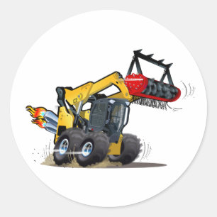 Cartoon Mulcher Runder Aufkleber