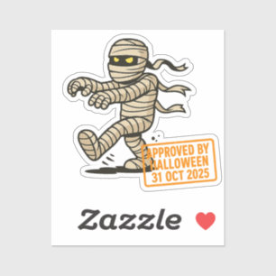 Cartoon Mummy - zu Halloween genehmigt Aufkleber