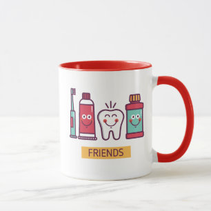 Cartoon-Mundsorgfalt-Freunde Tasse