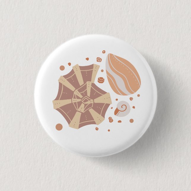 Cartoon-Muschel mit Doodle-Verzierung Button (Vorderseite)