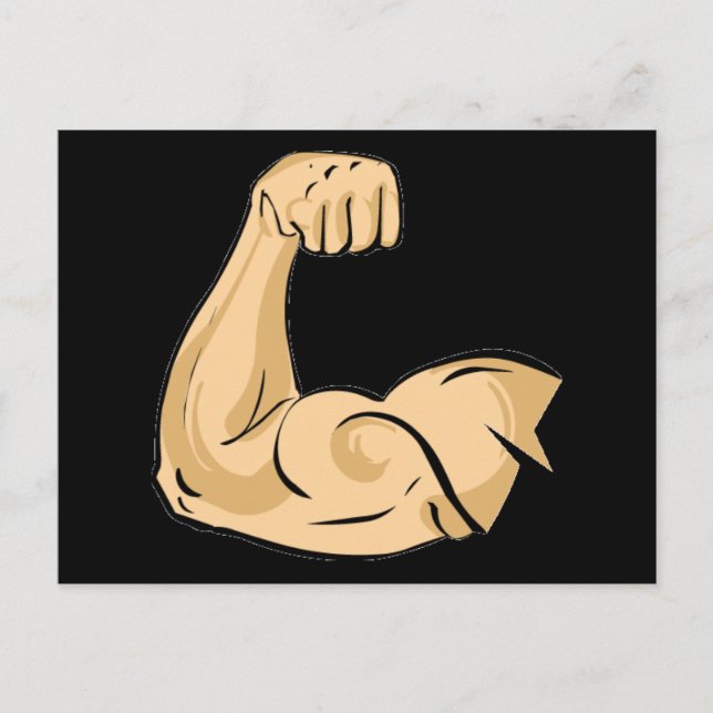 Cartoon MUSCLES MAN kräftiger Arm Bizeps athletisc Postkarte (Vorderseite)