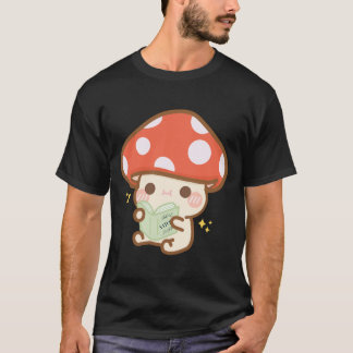 Cartoon Mushroom Reading Book T-Shirt