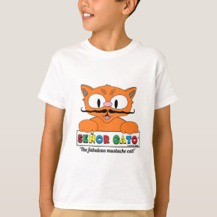 Cartoon Mustache Cat Niedlich humorvoll T-Shirt