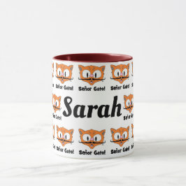 Cartoon Mustache Cat Pattern Personalisiert Tasse