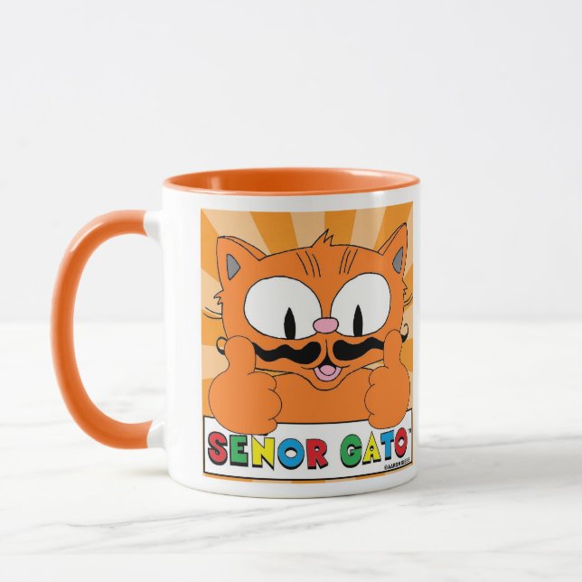 Cartoon Mustache Cat Senor Gato Thumbs Up Tasse (Links)
