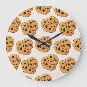 Cartoon-Muster für handgezeichnete Cookies Große Wanduhr