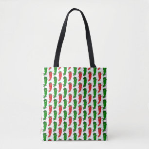 Cartoon-Muster für rote und grüne Pfefferdivas Tasche
