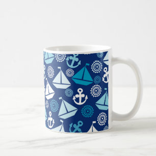 Cartoon-Muster mit Segelbooten Kaffeetasse