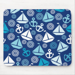 Cartoon-Muster mit Segelbooten Mousepad
