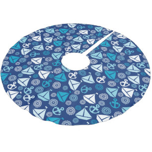 Cartoon Muster mit Segelbooten Polyester Weihnachtsbaumdecke