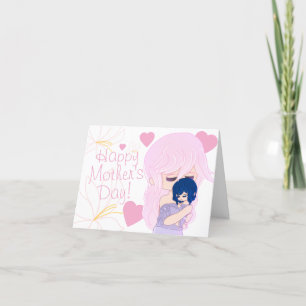 Cartoon-Mutter mit ihrer Baby-Tochter Karte