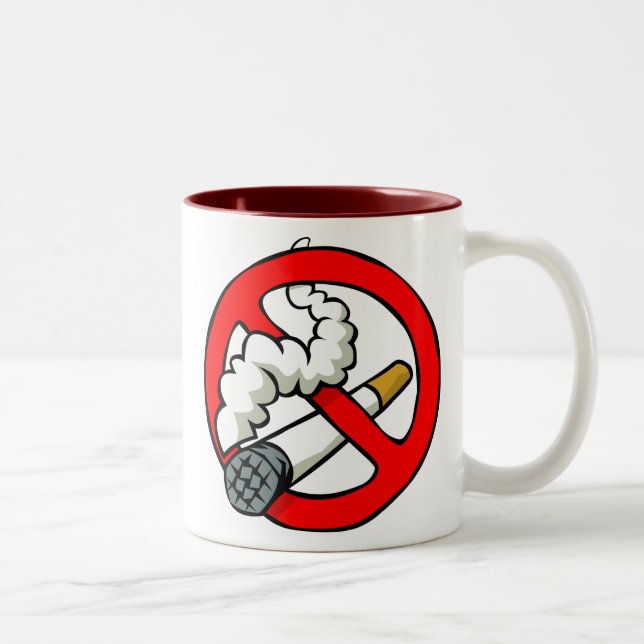 Cartoon-Nichtraucherzeichen Zweifarbige Tasse (Rechts)
