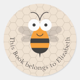 Cartoon Niedlich Funny Honey Bee Honeycomb Buchzei Runder Aufkleber