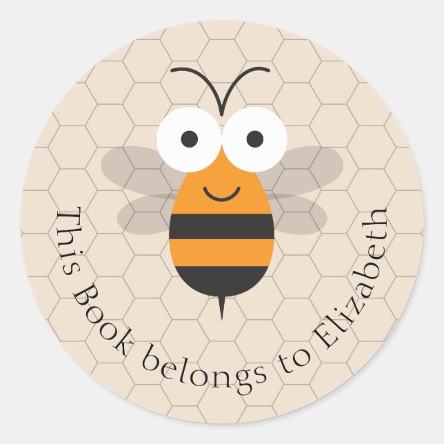 Cartoon Niedlich Funny Honey Bee Honeycomb Buchzei Runder Aufkleber (Vorderseite)