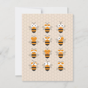 Cartoon Niedlich Funny Honey Bee Honeycomb Postkarte