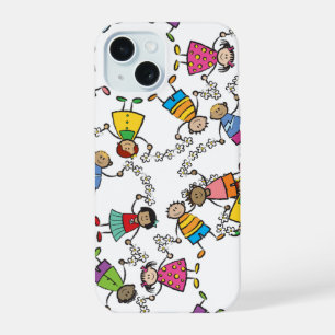 Cartoon Niedlich glückliche Kinder und Freunde run iPhone 15 Hülle