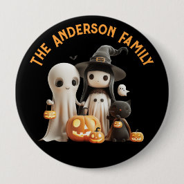Cartoon Niedlich Hexenmeister Ghost Pumpkins Famil Button