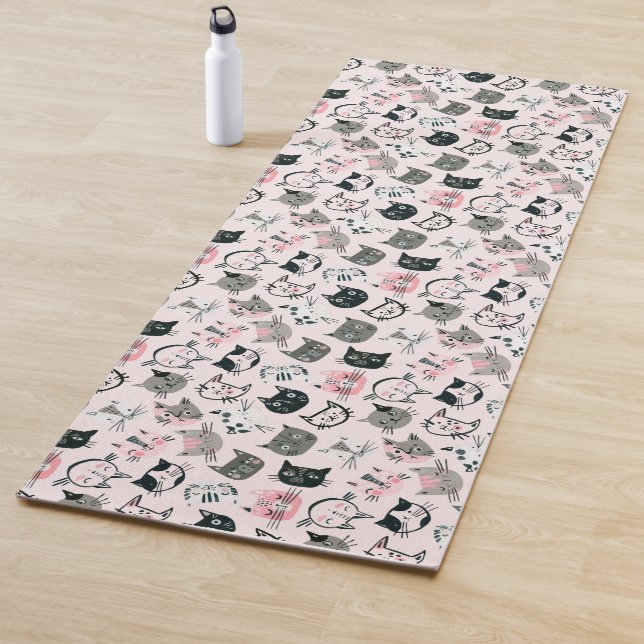 Cartoon Niedlich Kitten Faces Yogamatte (Beispiel)