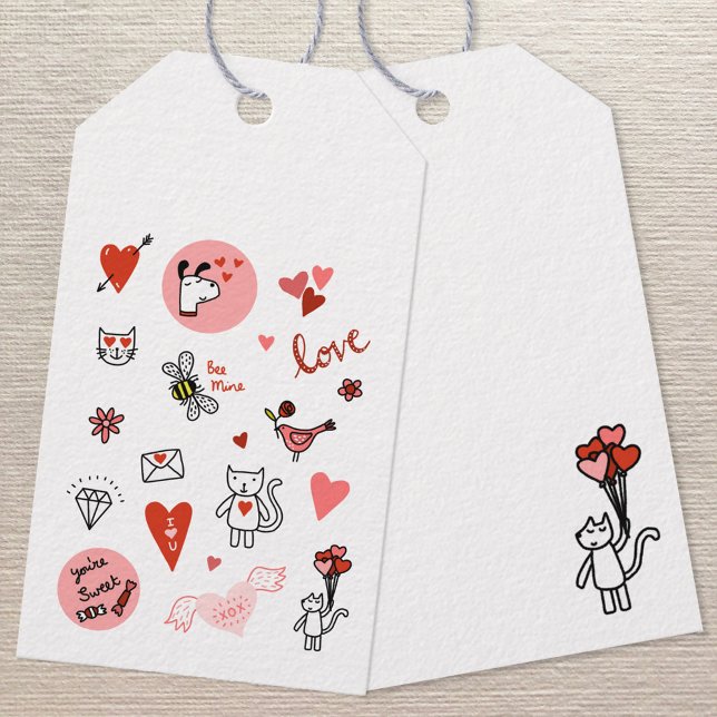 Cartoon niedlich Liebe Geschenkanhänger (Cute love themed gift tag, perfect for birthdays, anniversaries and Valentine's Day gifts.)