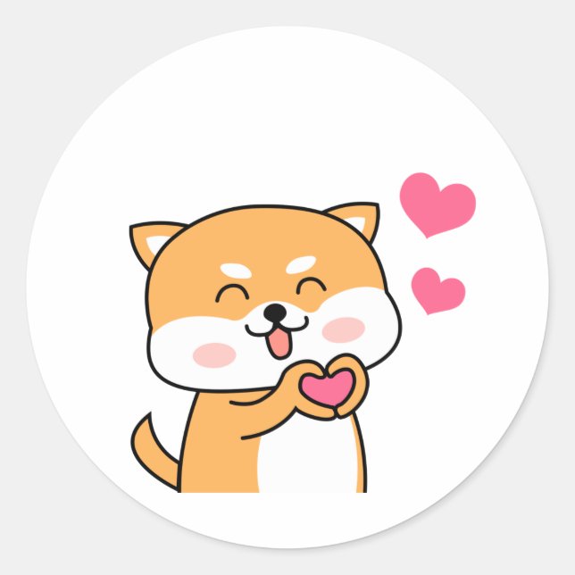 Cartoon Niedlich Shiba Inu Runder Aufkleber (Vorderseite)