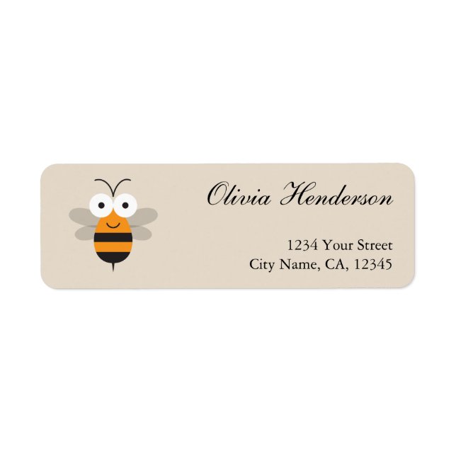 Cartoon Niedliche Hummel Honey Bee Rücksendeadress (Vorne)