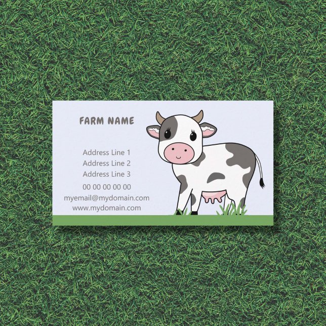Cartoon Niedliche Rinderbetriebskarte für den land Visitenkarte (Cute Cow Business Card )