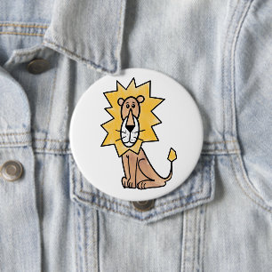 Cartoon niedlichen Löwen Kinder Retro Safari Dschu Button