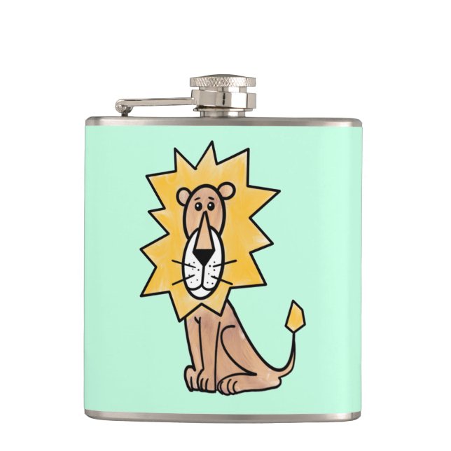 Cartoon niedlichen Löwen Kinder Retro Safari Dschu Flachmann (Vorderseite)