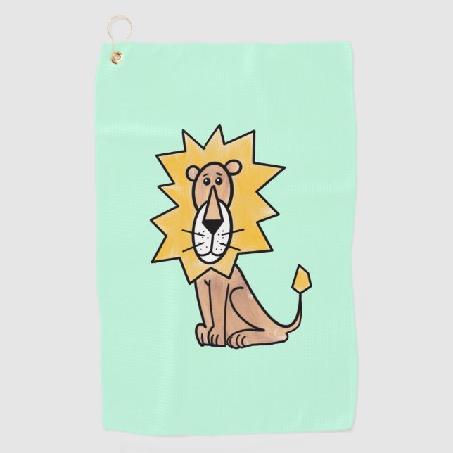 Cartoon niedlichen Löwen Kinder Retro Safari Dschu Golfhandtuch (Vorderseite)