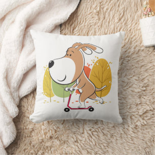 Cartoon Niedlicher Hund Welpe Kick Scooter Autumn Kissen