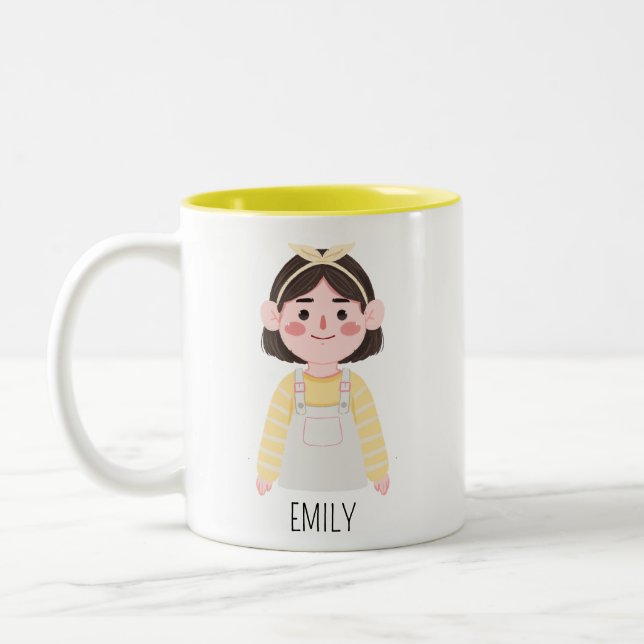 Cartoon niedlicher individuelle Name Zweifarbige Tasse (Links)