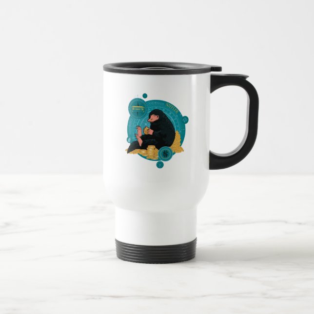 Cartoon NIFFLER™ mit Goldmünzen Reisebecher (Rechts)
